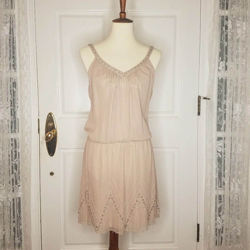 Gorgeous Beige Vintage Beaded Dress NWOT